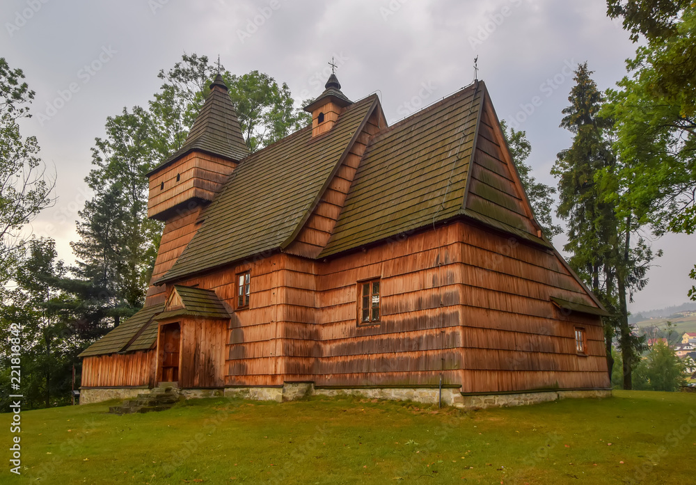 Wooden gothic church of St. Martin in Grywald, Poland Wooden gothic church of St. Martin in Grywald, Poland