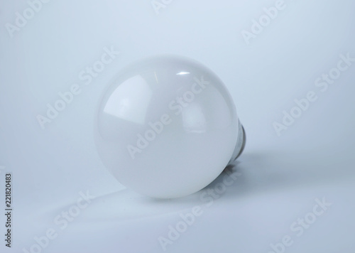 A small led bulb also named e27 light on white background. Ready for everyday using