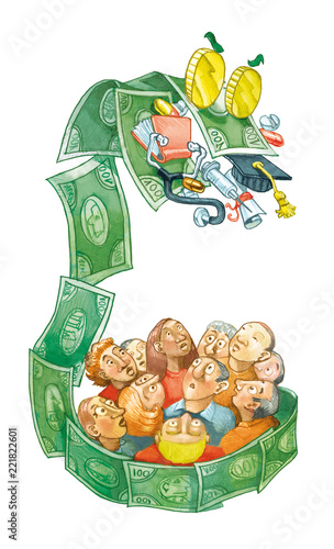 Fotografie monetary dragon of the privatization economy social metaphor pencil illustration