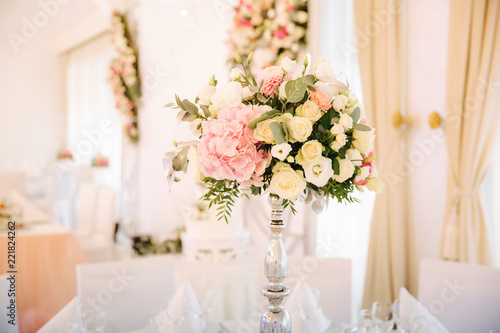 Wedding bouquet in restaurant on the table © Aleksandr