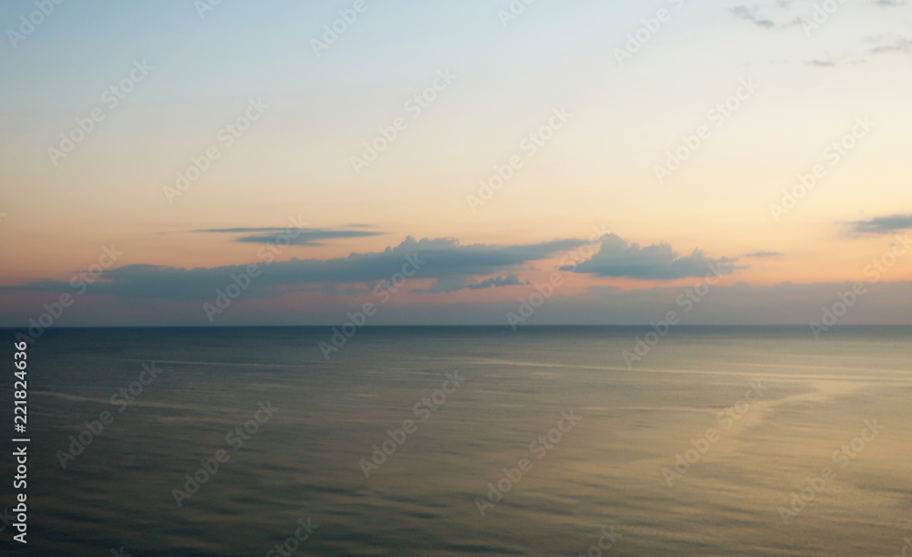 after sunset. The view of the Black sea from a High shore of Anapa.
