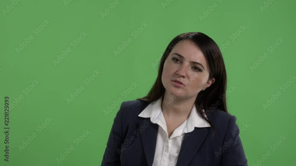 Woman having job interview or other serious conversation with someone Woman having job interview or other serious conversation with someone
