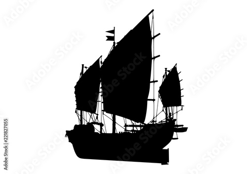 silhouette of the ancient ship vector