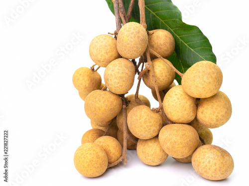 Fresh longan fruits isolated on white background.