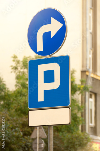 Parking place road sign on the street