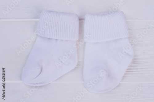 White wool baby socks.