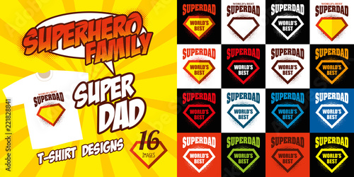 Set Super dad logo superhero T-shirt design