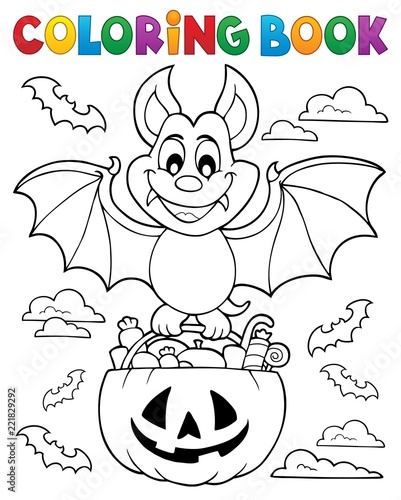 Coloring book Halloween bat theme 1