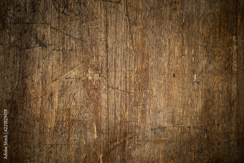 Dark Brown Wood Texture with Scratches as Background photo