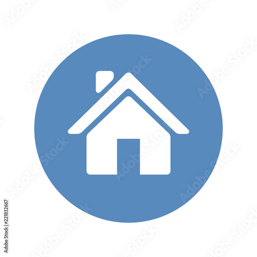 Vector home sign placed in blue circle