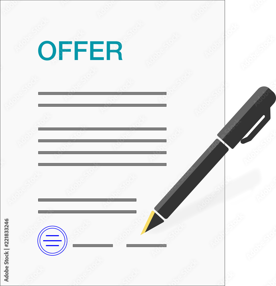 Form, template for an business offer, including signature, stamp and pen Form, template for an business offer, including signature, stamp and pen