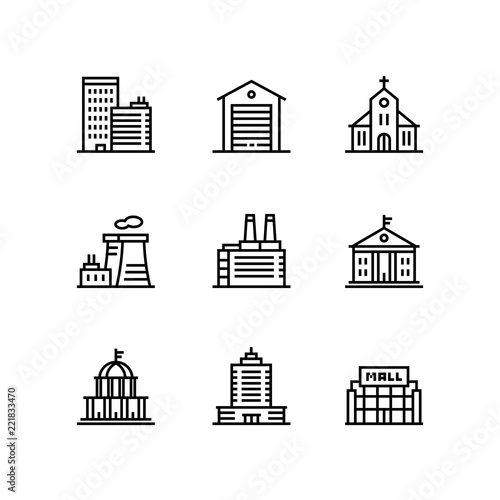 Buildings, real estate, house icons for web and mobile design pack 7