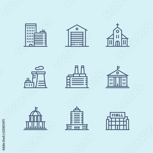 Outline Buildings, real estate, house icons for web and mobile design pack 7