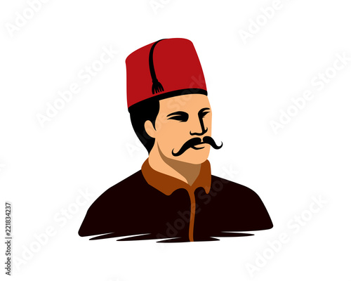 Elegant Turkish Men Wearing Fez Hat