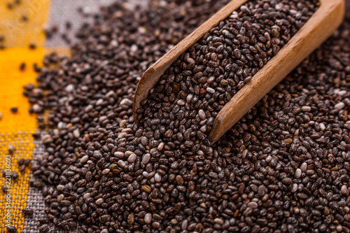 chia seeds on a light rustic background