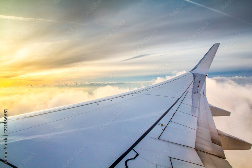 view of wing of airplane in sky