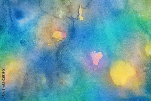 Colorful watercolor paper textures on white background. Chaotic abstract organic design. © Nastia