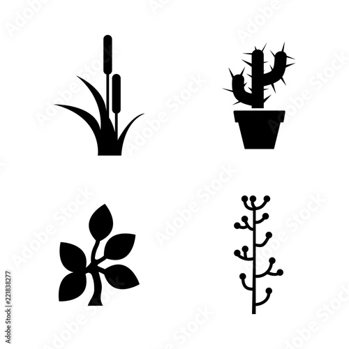 Leaf, Plants. Simple Related Vector Icons Set for Video, Mobile Apps, Web Sites, Print Projects and Your Design. Leaf, Plants icon Black Flat Illustration on White Background.