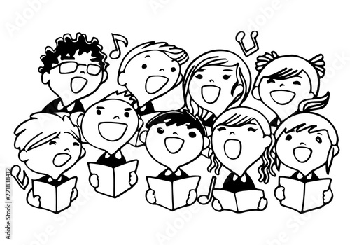 Photo Children choir for coloring