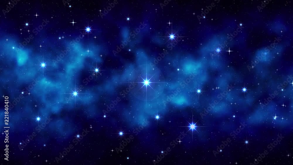 Night starry sky with moving smoke, fog, dark blue dynamic space ...