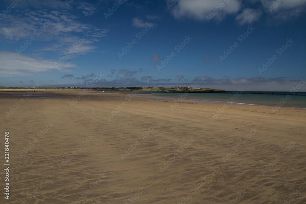 the large expansive beach at Beadnell Bay