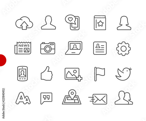 Social Web Icons // Red Point Series - Vector line icons for  your digital or print projects.