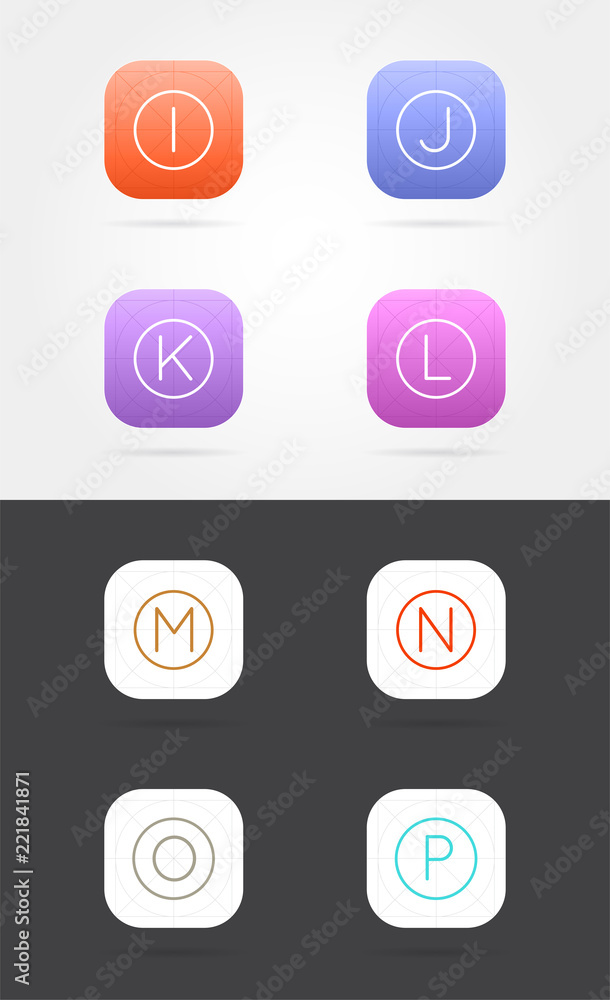 Big Set of App Icon Template with Guidelines. Vector Fresh Colour Big Set of App Icon Template with Guidelines. Vector Fresh Colour