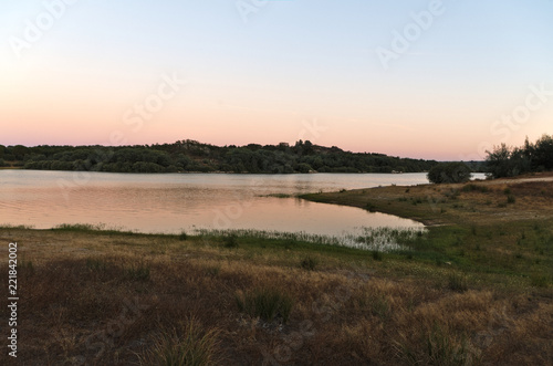 The Povoa e Meadas dam during twilight in Castelo de Vide, Portugal