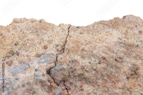 pile Soil or dirt with old cement from contruction road isolated on white background