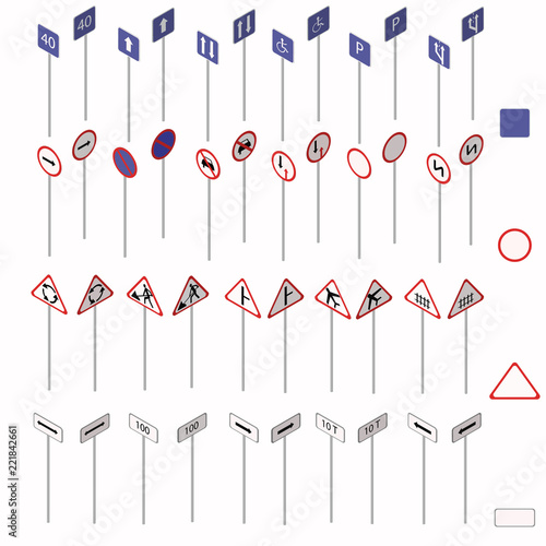 isometric road signs