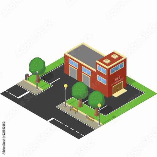 isometric fire station and adjoining territory