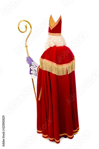 Saint Nicholas with staff portrait from behind