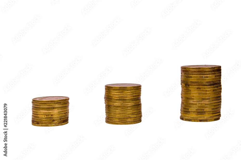 Stacks of the coins isolated on a white background Stacks of the coins isolated on a white background