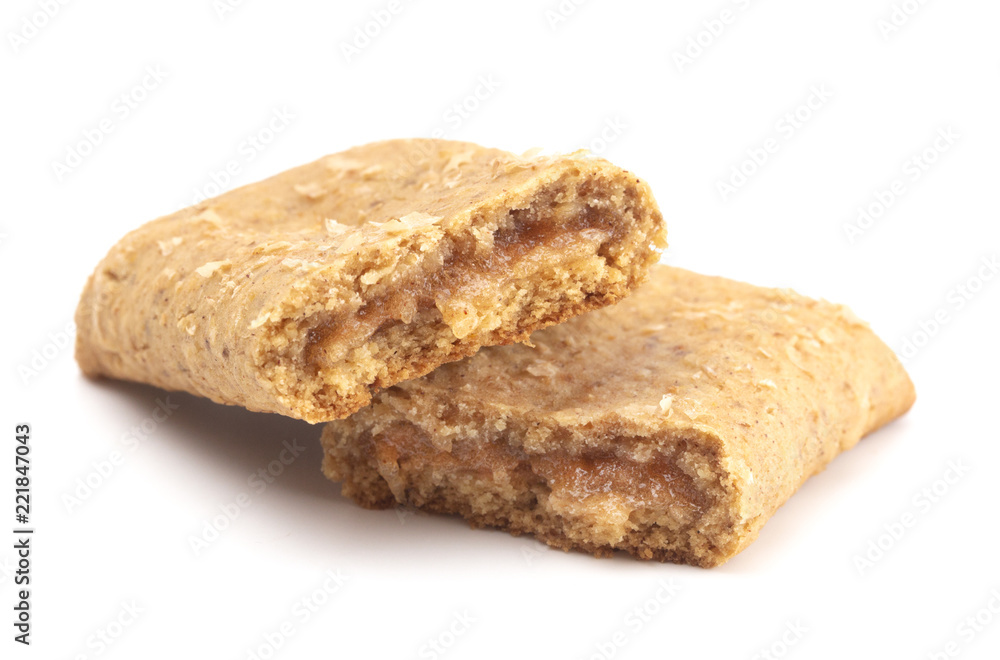 Whole Grain Breakfast Bar on a White Background Whole Grain Breakfast Bar on a White Background