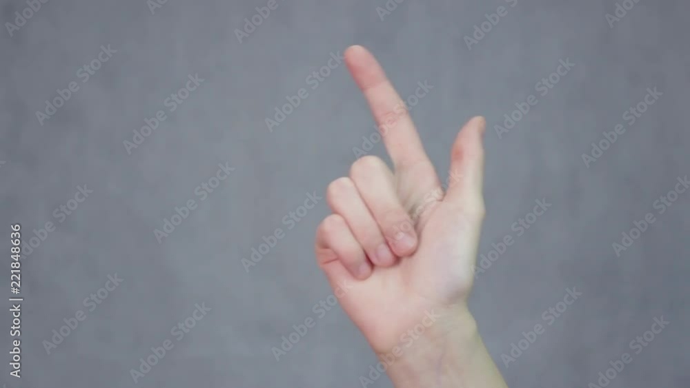 Woman hand counting down. Gesture sign symbol. Communication with no talking concept Woman hand counting down. Gesture sign symbol. Communication with no talking concept