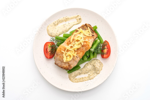 grilled snapper fish steak with vagetable
