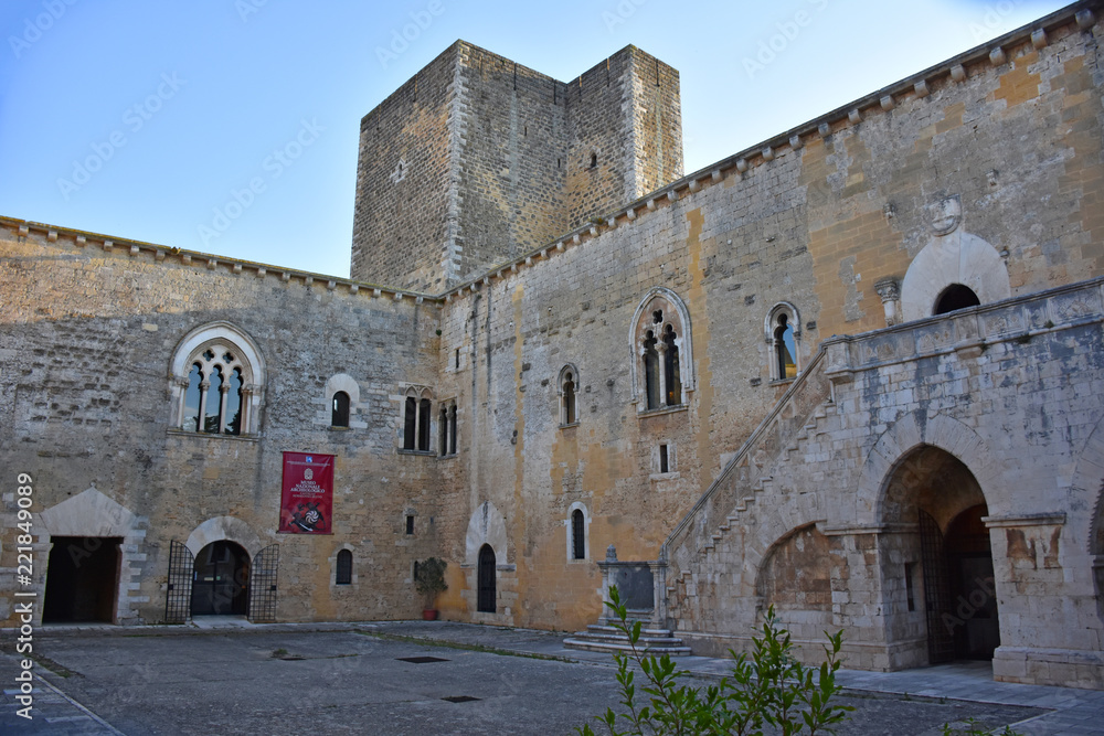 Italy, Gioia del Colle, Norman-Swabian Castle, 9th century. View of the internal facades of the court.