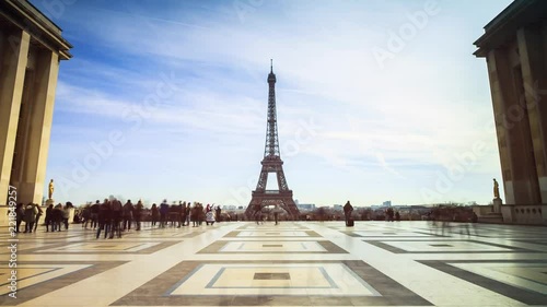 Beautiful 4K UHD timelapse of the Trocadero square in Paris, France