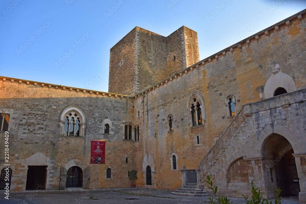 Italy, Gioia del Colle, Norman-Swabian Castle, 9th century.  View of the internal facades of the court.