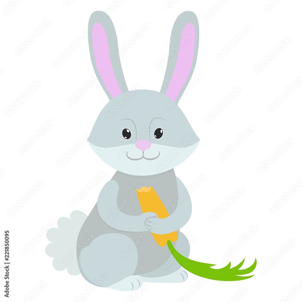 Obraz premium Hand drawn rabbit. Natural colors. Collection of vector hand drawn elements. Illustration