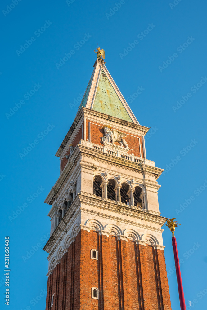 San Marco campanile, bell tower of Saint Mark cathedral on square in Venice
