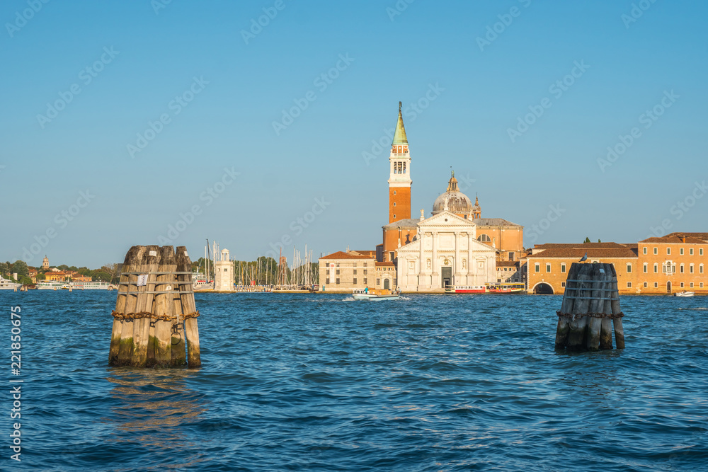 View of San Giorgio Maggiore church in Venice, Italy, the grand canal