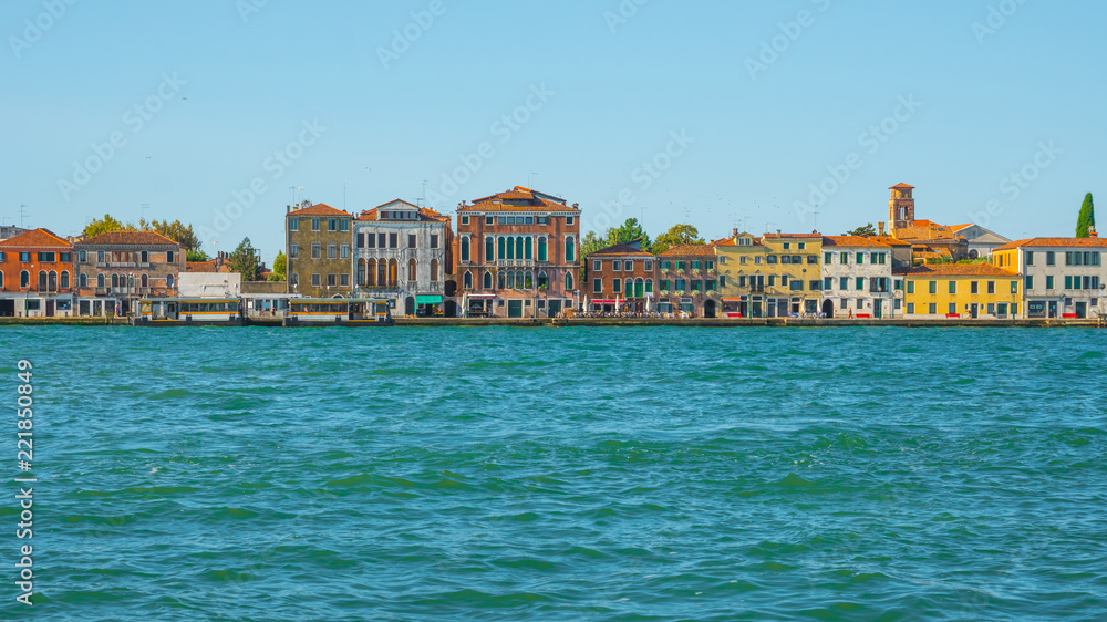 Colorful houses on the island of Giudecca, Venice Italy