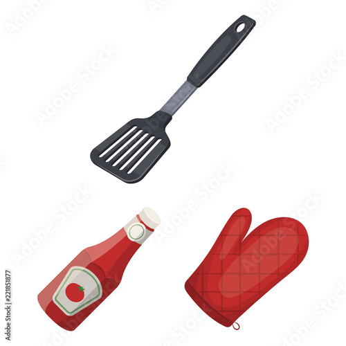 Barbecue and equipment cartoon icons in set collection for design. Picnic and fried food vector symbol stock web illustration.