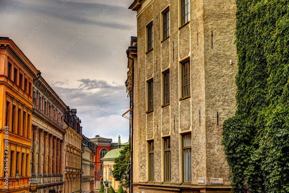 Fototapeta premium Iconic Stockholm buildings from below