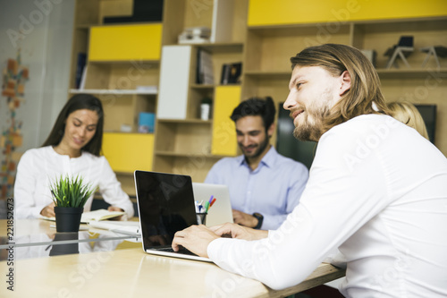 Young business people working in the office