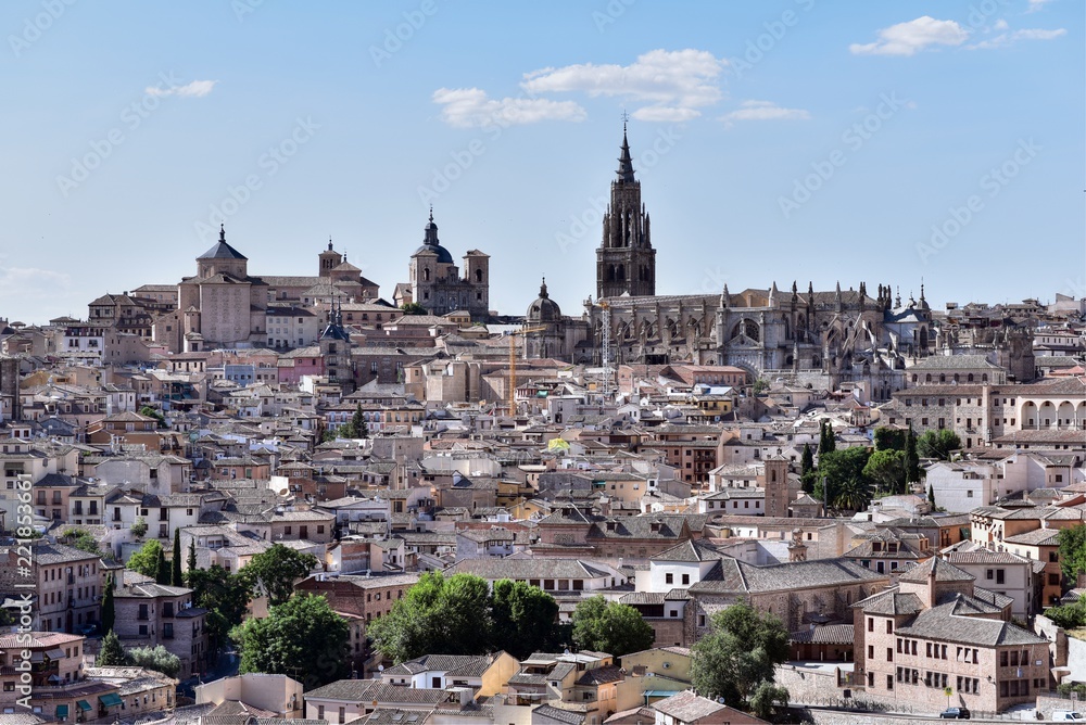 Scenic view of Toledo medieval city skyline, Spain