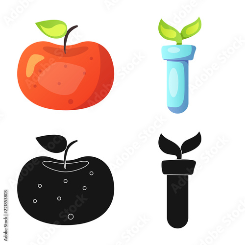 Isolated object of genetic and plant sign. Set of genetic and biotechnology stock vector illustration.