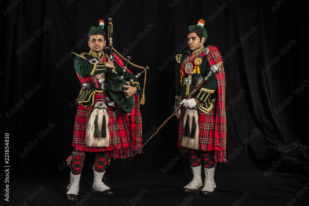 Fotografia do Stock Drum major and piper of an Indian American