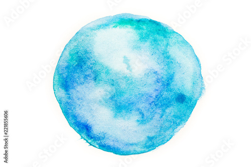 Blue round abstract background in watercolor style